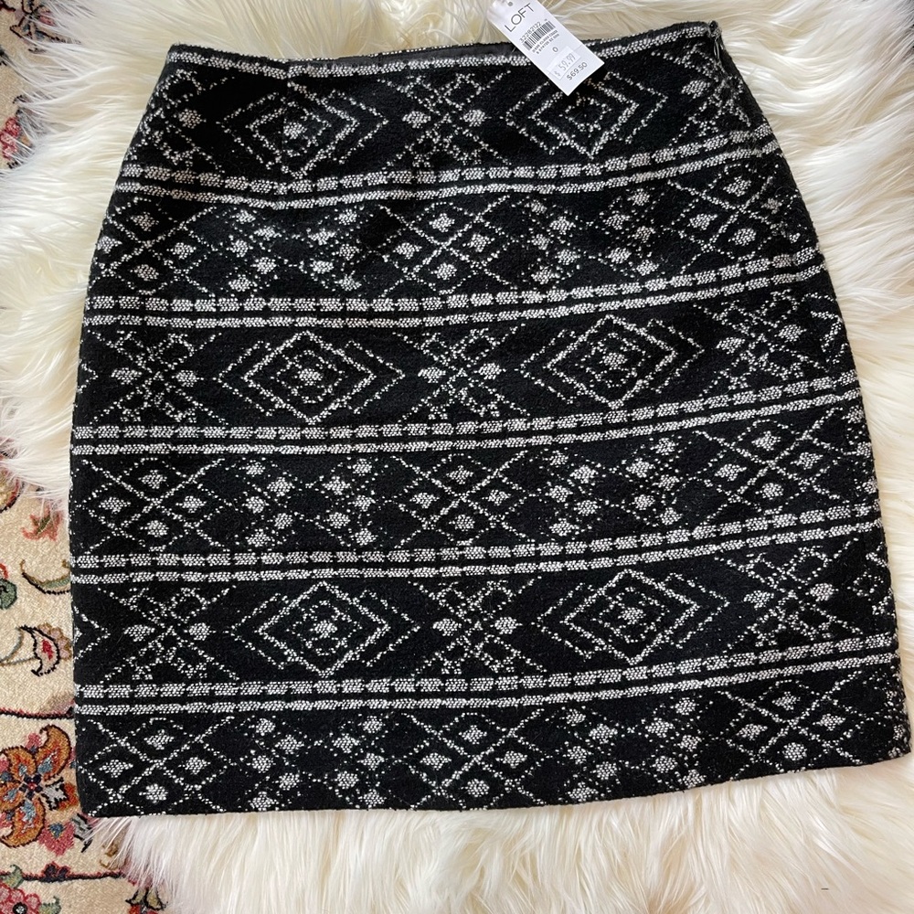 Loft Black and Gray Ikat Skirt - Picture 1 of 4